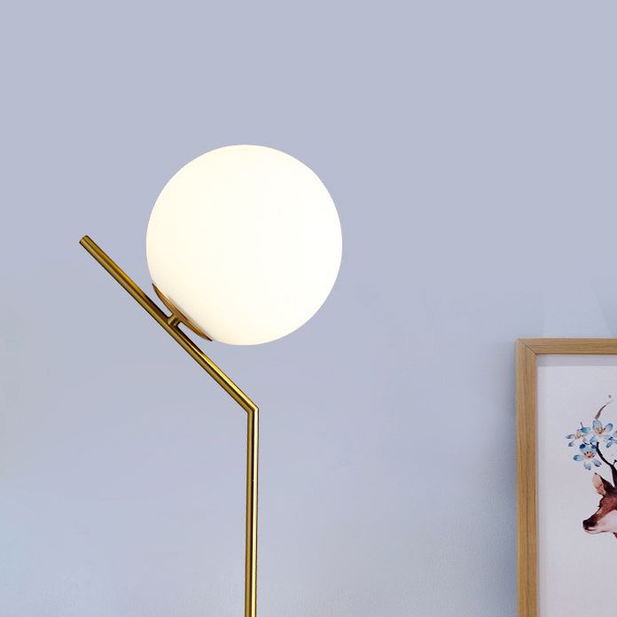 Modern Global Table Light White Glass 1 Light Table Lamp with Metal Backplate