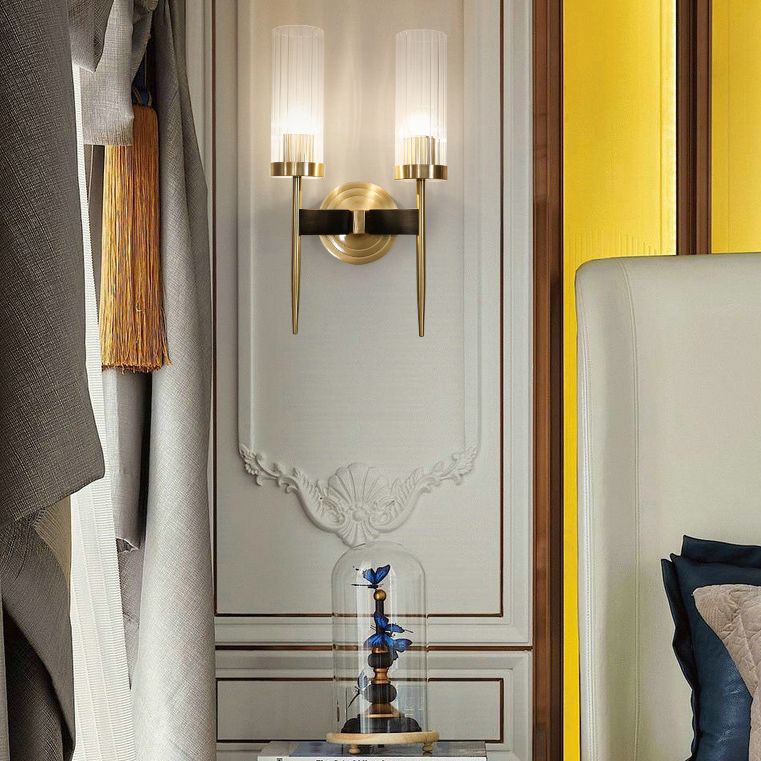 Postmodern Cylindrical Wall Mounted Lighting Clear Glass Wall Mount Lamp for Living Room