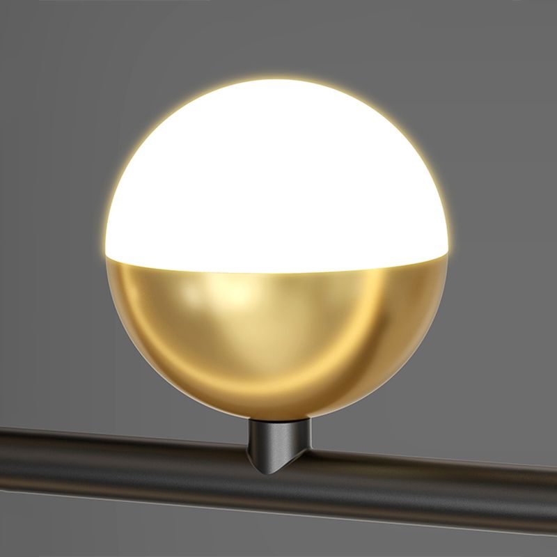 Black Restaurant LED Island Light in Modern Luxury Style Wrought Iron Linear Pendant Light with Silicone Shade