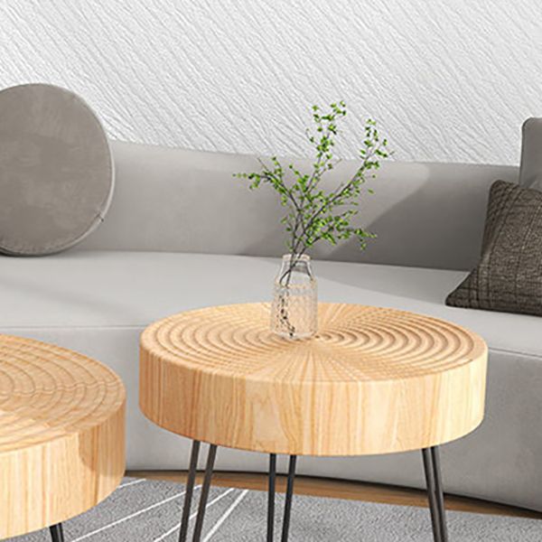 Contemporary Cocktail Table Round Solid Wood Coffee Cocktail Table