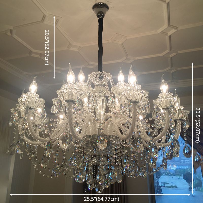 Clear Beveled K9 Crystal Ceiling Hung Fixtures Candlestick Traditional Style Chandelier Lamp