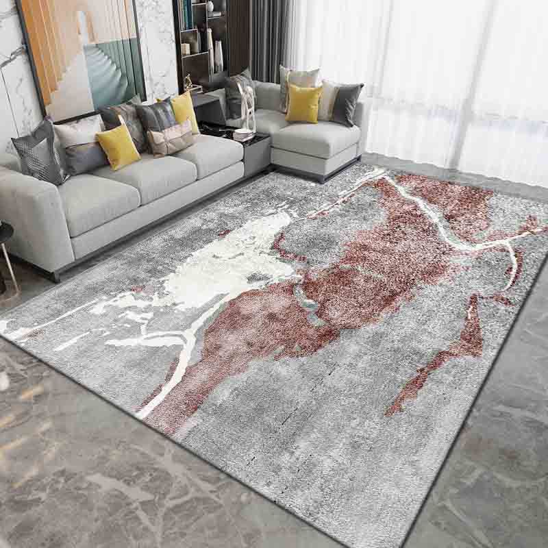 Gray Modern Rug Polyester Abstract Graphic Rug Washable Rug for Sitting Room
