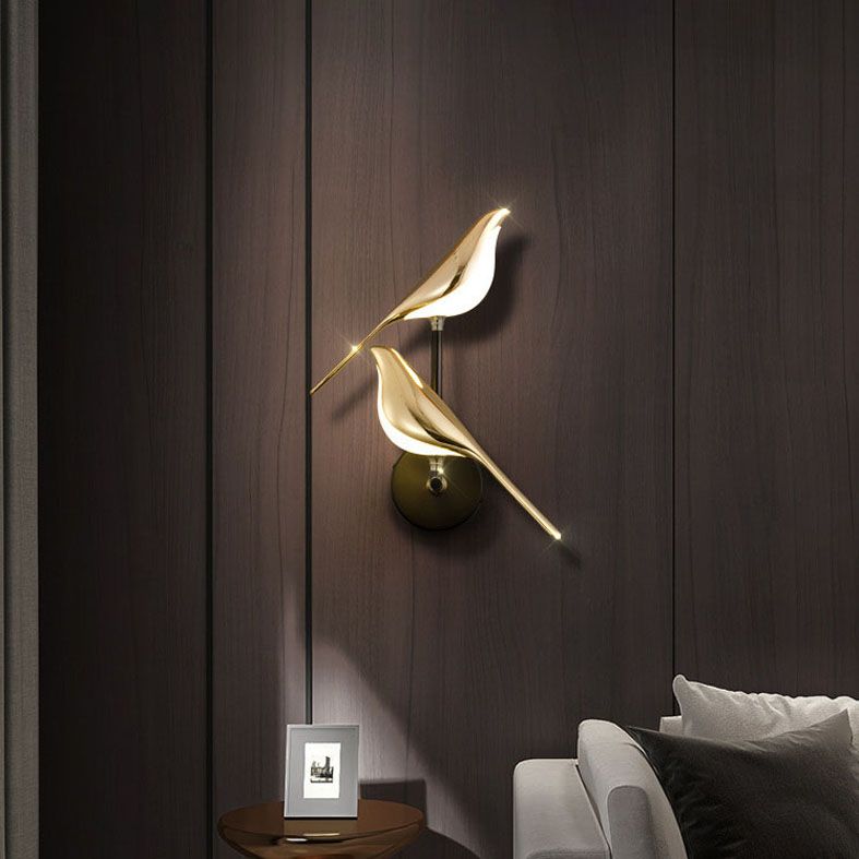 Contemporary Bird Gold Wall Light Sconces Acrylic Wall Mount Lamp for Living Room