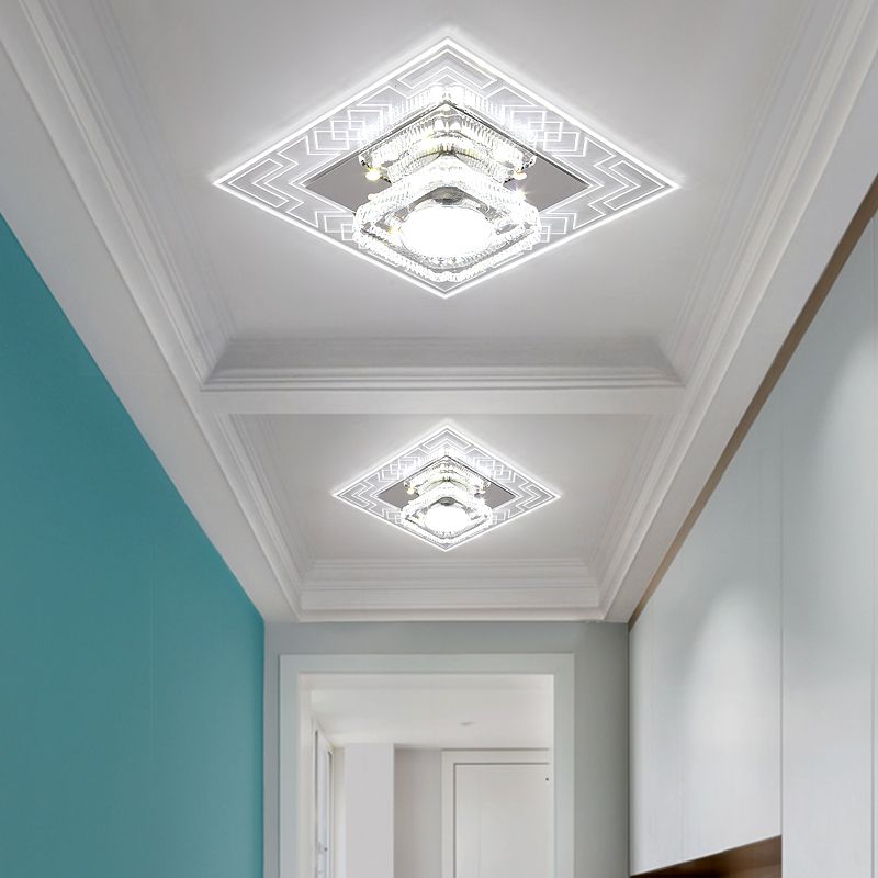 Plafonnier LED en cristal de style moderne, plafonnier encastré avec trou de 2 à 4 pouces de diamètre