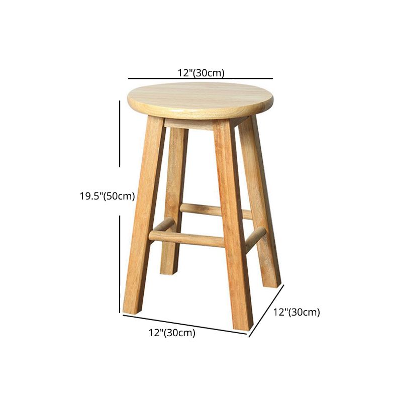 Modern Armless Counter Stool Rubber Wood Kitchen Bar Stool with Seat and Pedal