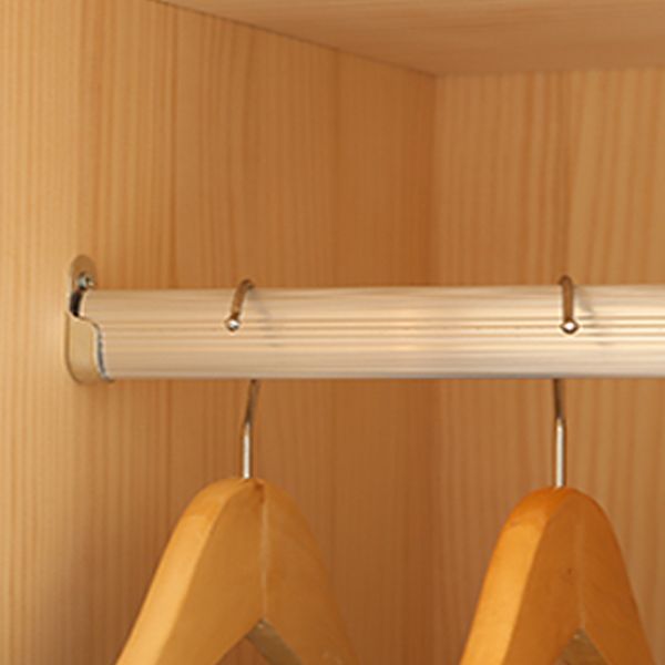 Solid Wood Kid's Wardrobe Light Wood Wardrobe Armoire with Garment Rod