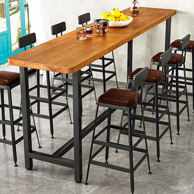 Industrial Rectangle Bar Table Set 1/9 Pieces Solid Wood Bistro Set for Indoor