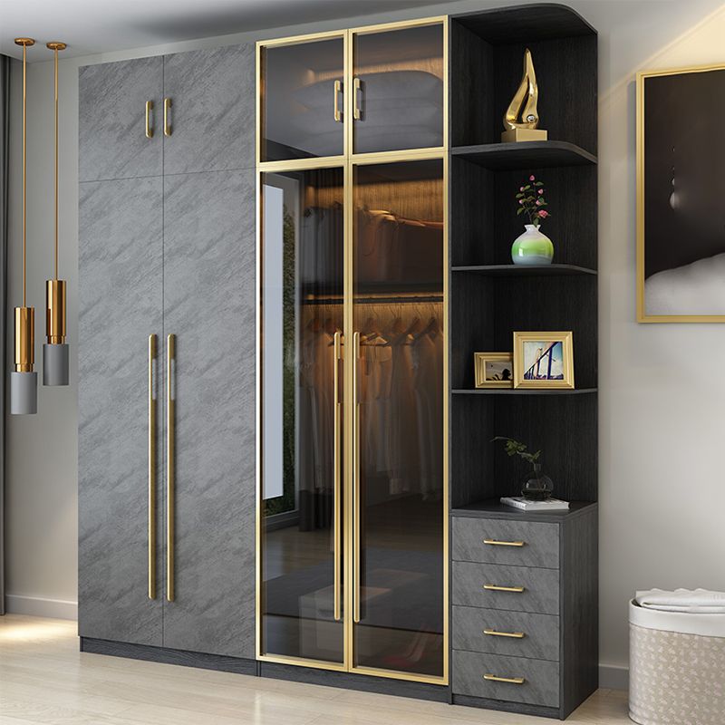 Modern Wardrobe Closet With Drawer Hinged Wardrobe Armoire for Home
