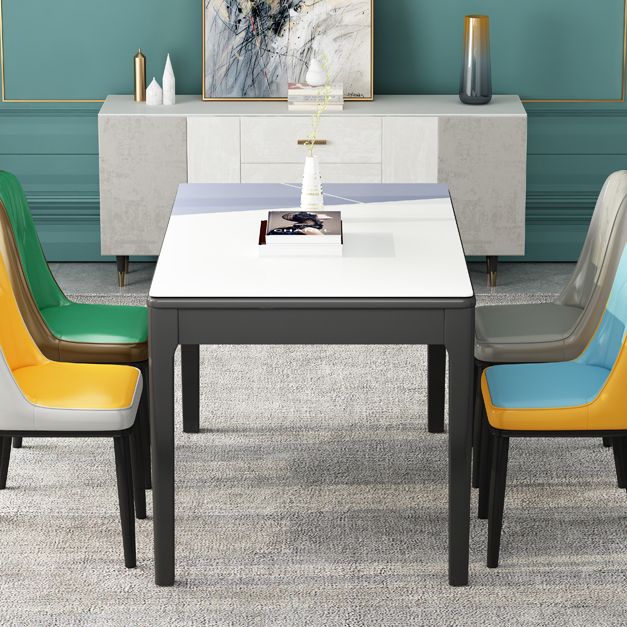 Glass Dining Table Mid-Century Style 4 Legs Base Rectangle Table for Dining Room