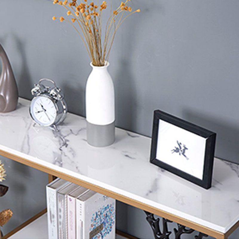 12" W Modern Marble Console Table Resistant Floor Shelf Accent Table for Hall