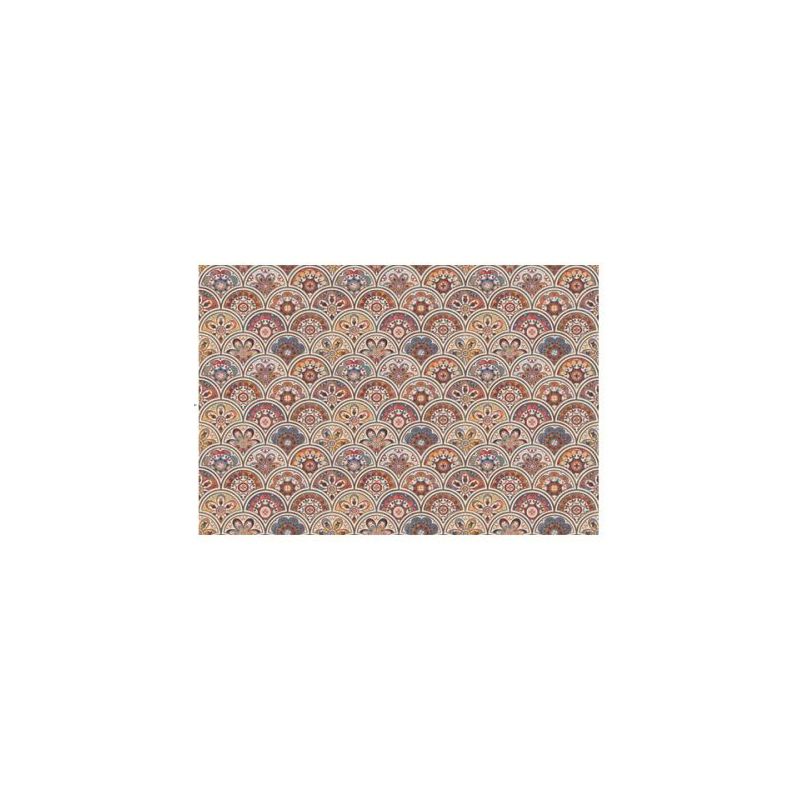 Boho Flower Print Wallpaper Panel Brown Fishscale Self-Stick Wall Decor for Bathroom