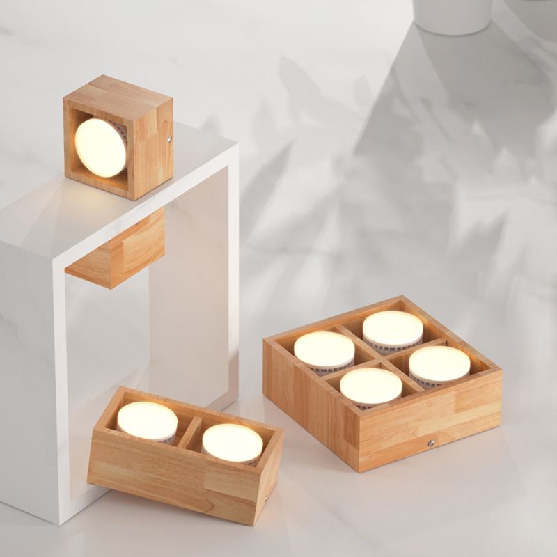 Luz de techo a ras de techo de madera contemporánea Iluminación de montaje de LED de montaje de iluminación