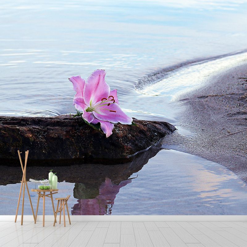 Photography Coastal Mural Wallpaper Mildew Resistant for Living Room Decor