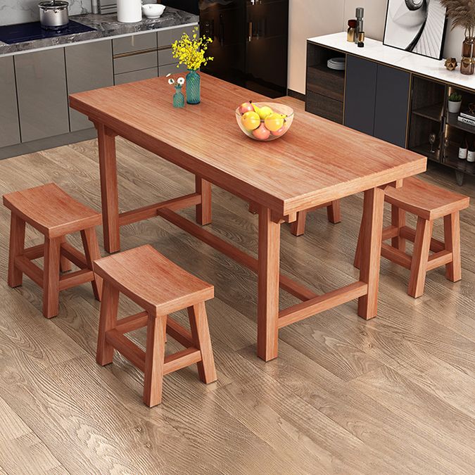 Moderner Massivholz Standard Esstisch Küche Rechteck Esstisch mit Trestle Basis