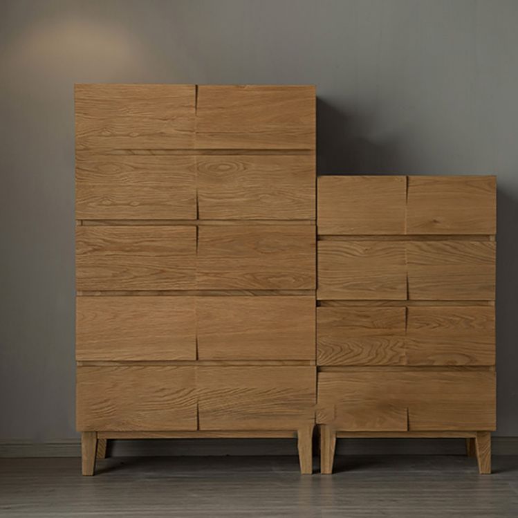 Modern Natural Cabinet with Drawers Solid Wood 16.9" D Chest