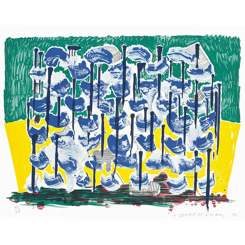 Slow Forest Wall Paper Murals Blue-Yellow-Green Wall Decoration for Home Gallery
