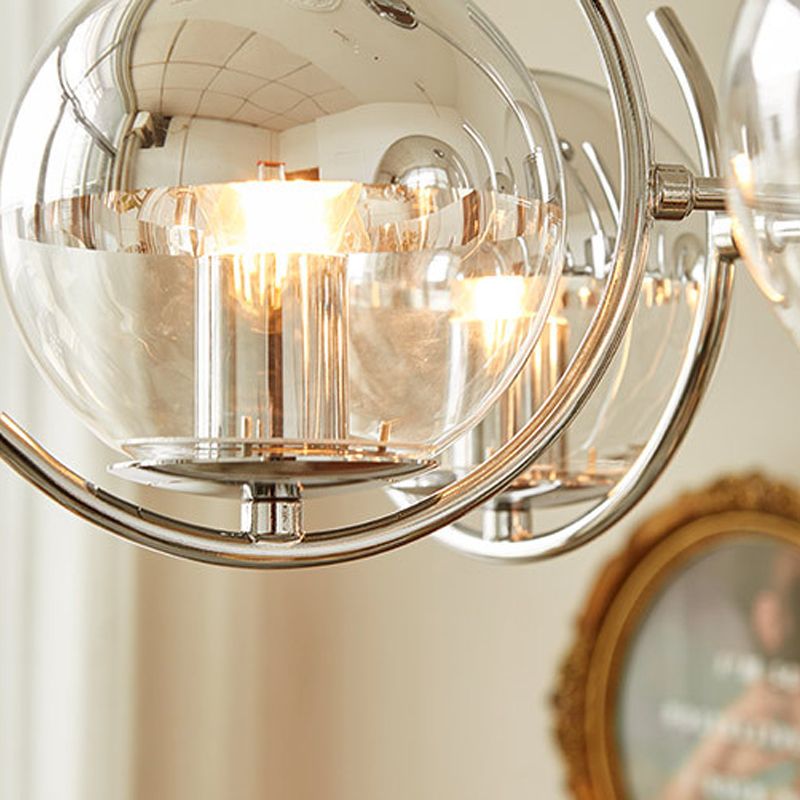 Postmodern Style Globe Chandelier Light Metal Glass Pendant Light for Kitchen