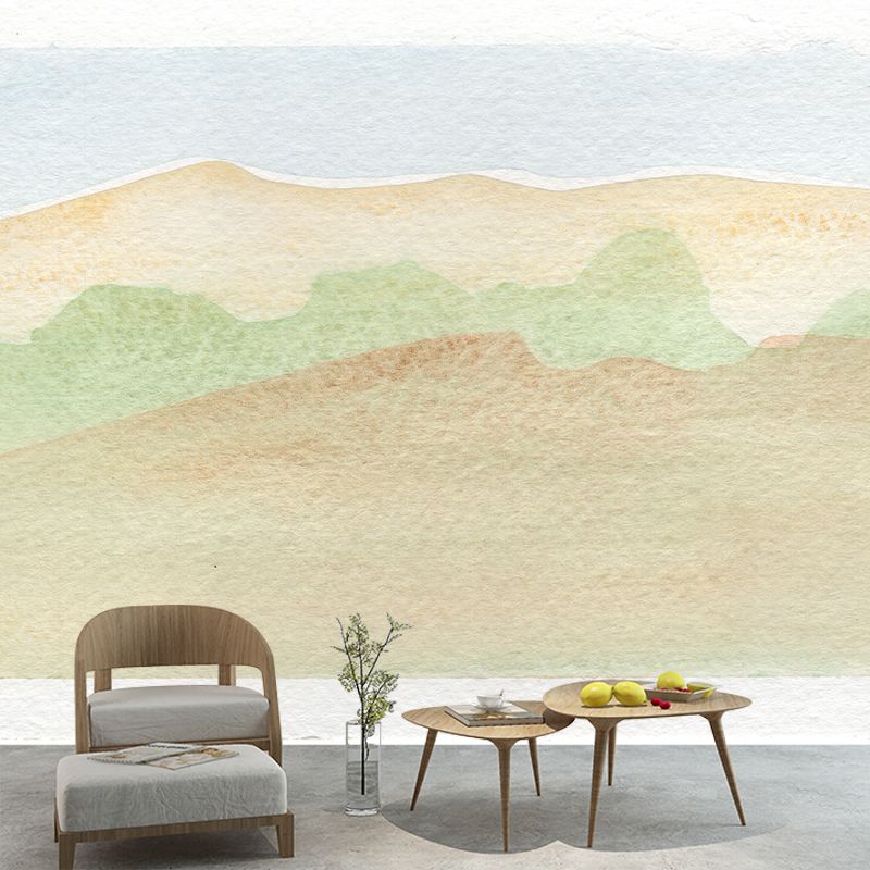 Abstract Watercolor Stain Resistant Mural Illustration Washable Sitting Room Wall Mural