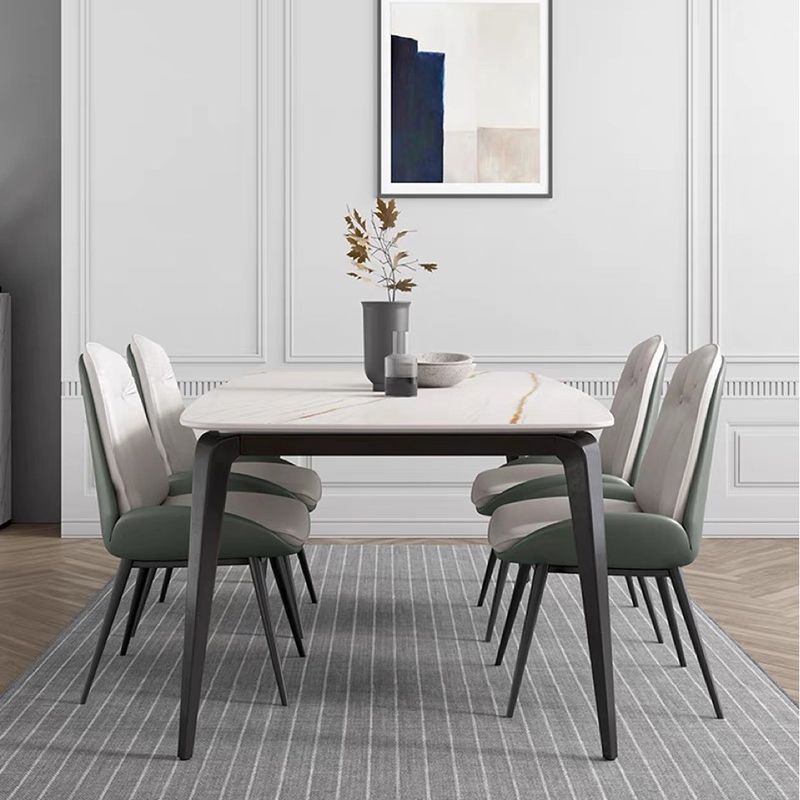 Glam Parsons Chair Faux Leather Kitchen Dining Chair with Metal Legs