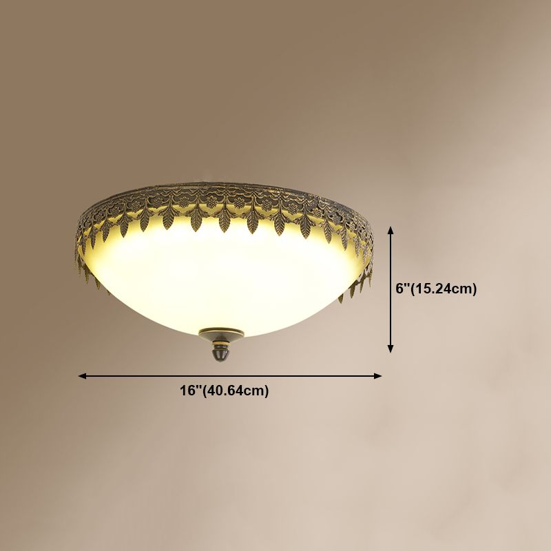 Glass Dome Flush Mount Light Fixture Traditional Living Room LED Ceiling Mount Lighting