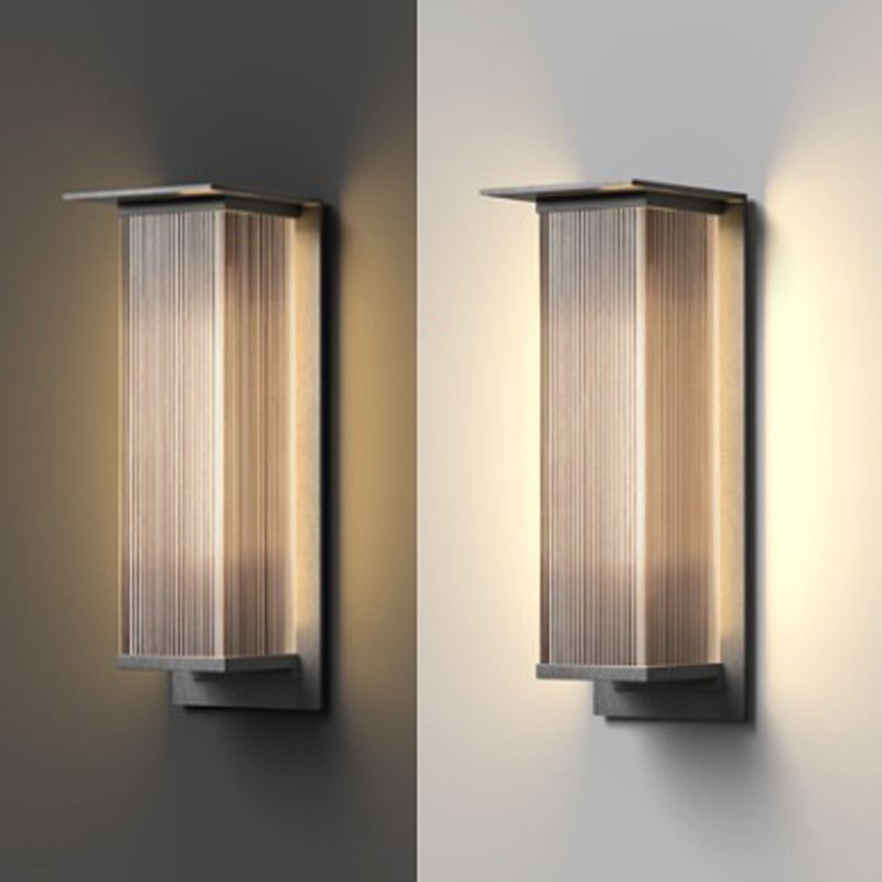 Metal and Acrylic LED Wall Light Modern Rectangle Wall Mount Fixture in Black & Clear