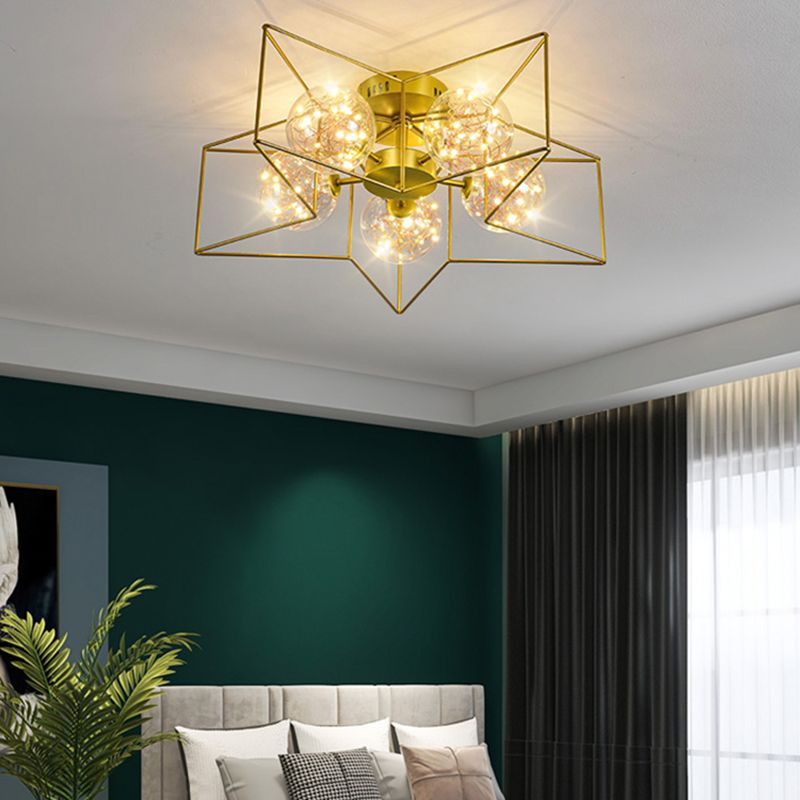 Modern Simple Iron Ceiling Light Geometry Shape Ceiling Lamp for Bedroom
