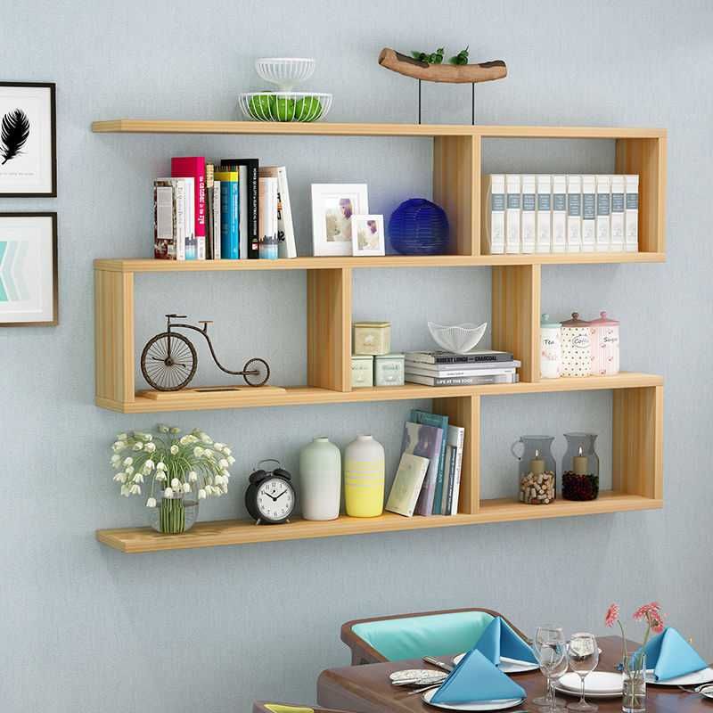 Modern Style Geometric Bookshelf, 2/3-shelf Wall Mounted Engineered Wood Bookcase