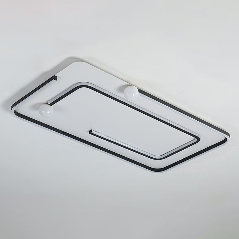 Plafoniera moderna da incasso a LED in metallo con linea geometrica nera per camera da letto