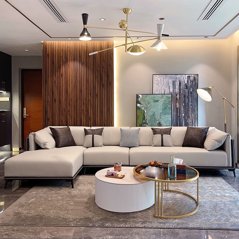 Modern Faux Leather Pillow Top Arm Sofa/Sectional Pillowed Back Cushions