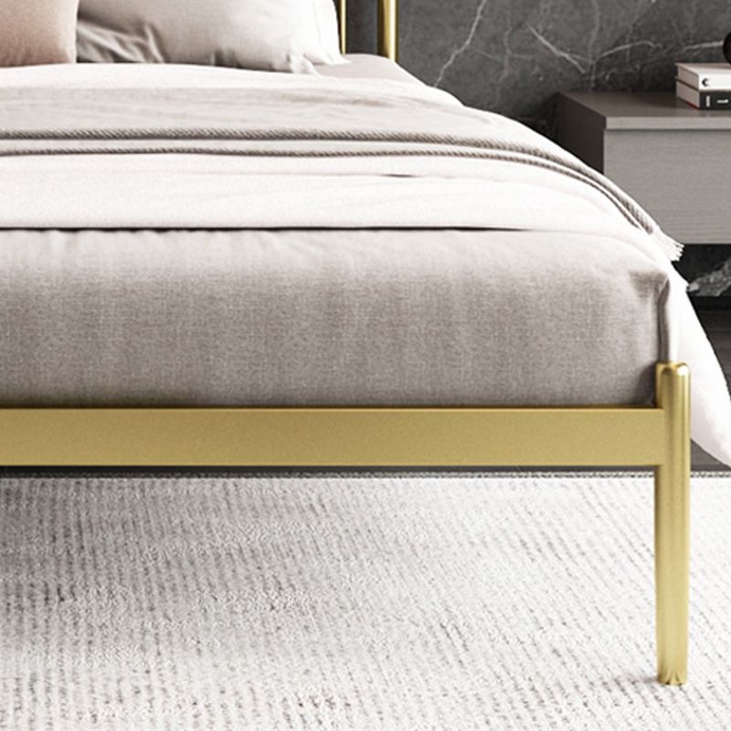 Contemporary Rectangular Spindle Headboard Bed with Metal Legs