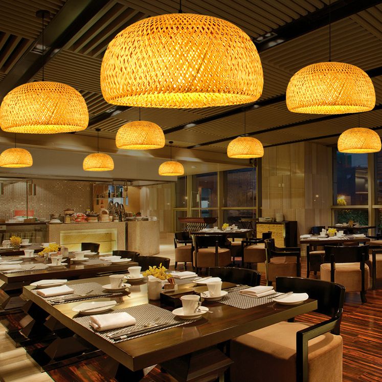 Modern Hand-Woven Suspension Pendant Light Rattan 1 Light Pendant Light