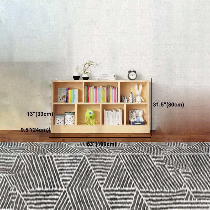 2/3-Shelf Natural Modern Bookshelf Pine Wood Geometric Closed Back Bookshelf