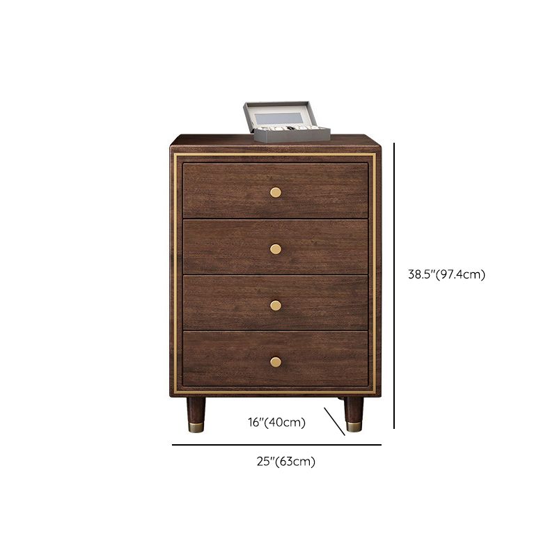 Glam Solid Wood Storage Chest Bedroom Chest in Brown with Drawers