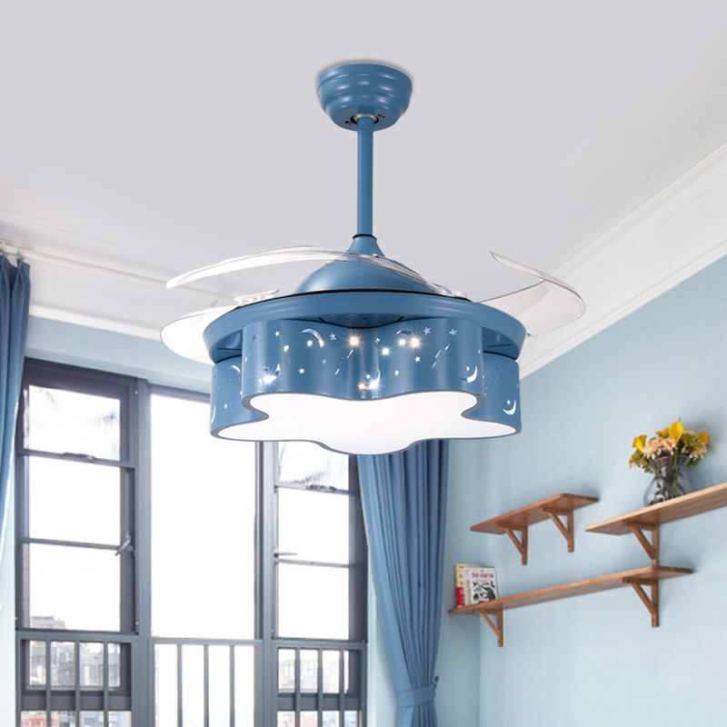 STER SLAAP SLAAPKAMER PENHAND VAN VAN VERLICHTING METAL NOORDIC KIDS 4 DUIL BLADES LED SEMI SEMI -VLOKMOUNT IN WIT/ROZE/BLAUWE, 66 "BREED