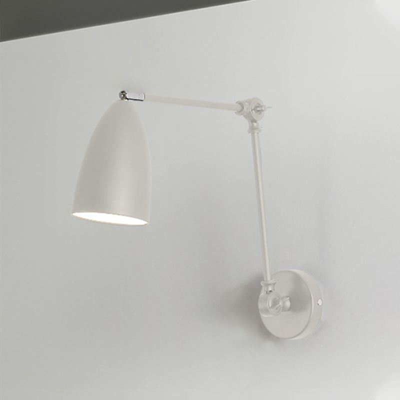 Tarea de sombra con cúpula Luz de pared Nordic Metal Lámpara de pared de lectura de dormitorio de 1 luces con brazo oscilante