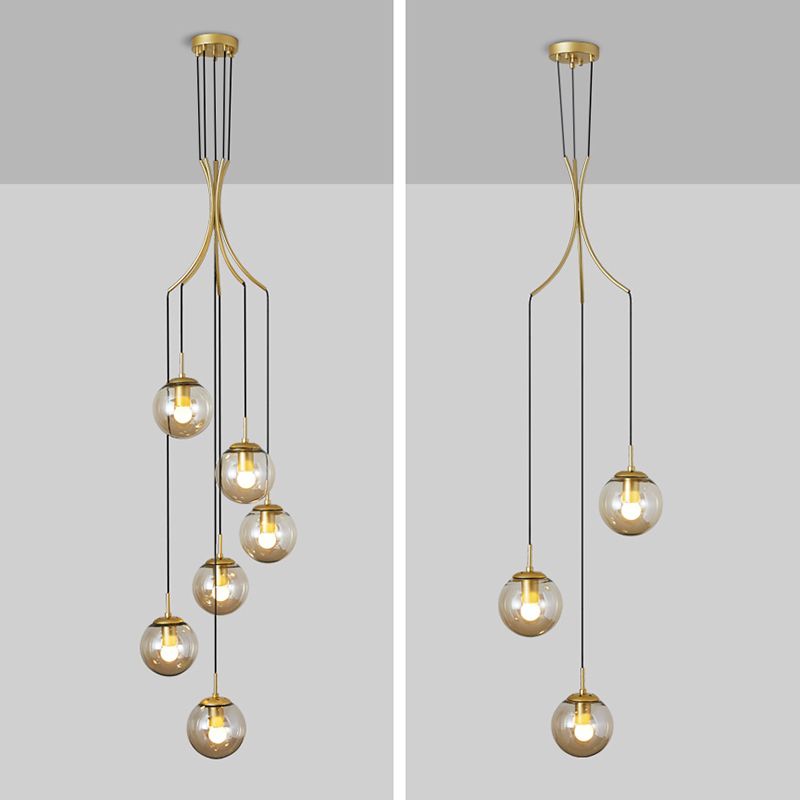 Moderno minimo minimalista a sfumatura a più a sospensione in metallo oro chiaro lampada sospesa per soggiorno per soggiorno