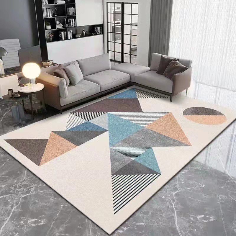 Light Gray Modern Rug Polyester Color Piece Rug Non-Slip Backing Rug for Home