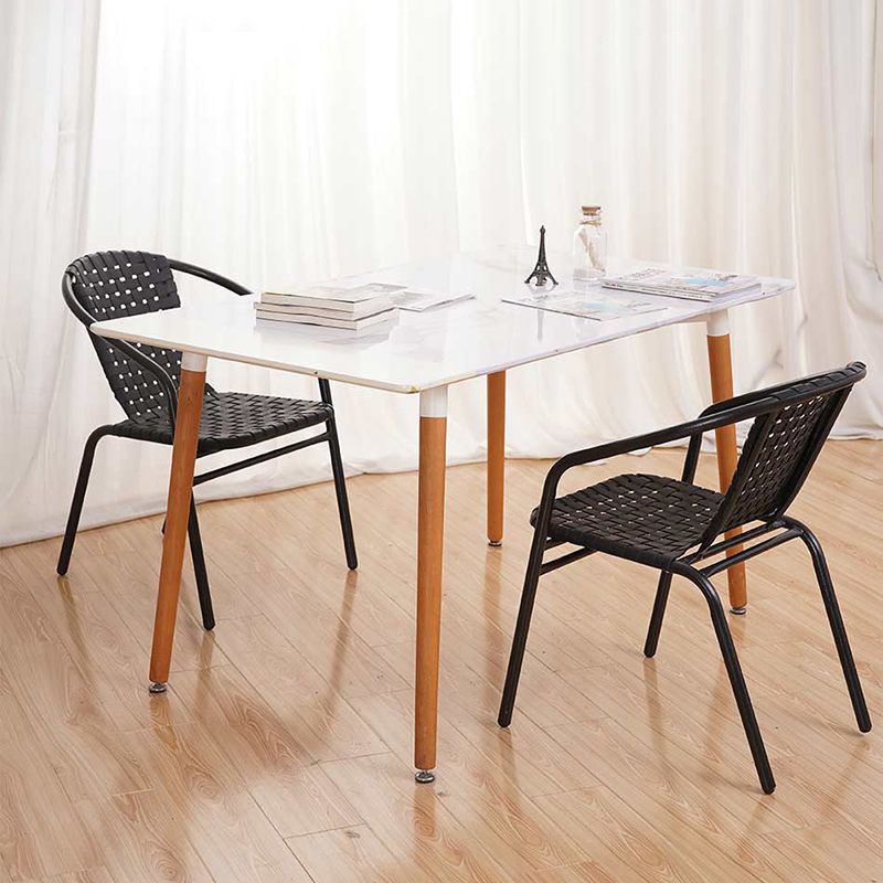 Contemporary Style Arm Chair Plastic Dining Accent Chair for Dining Room