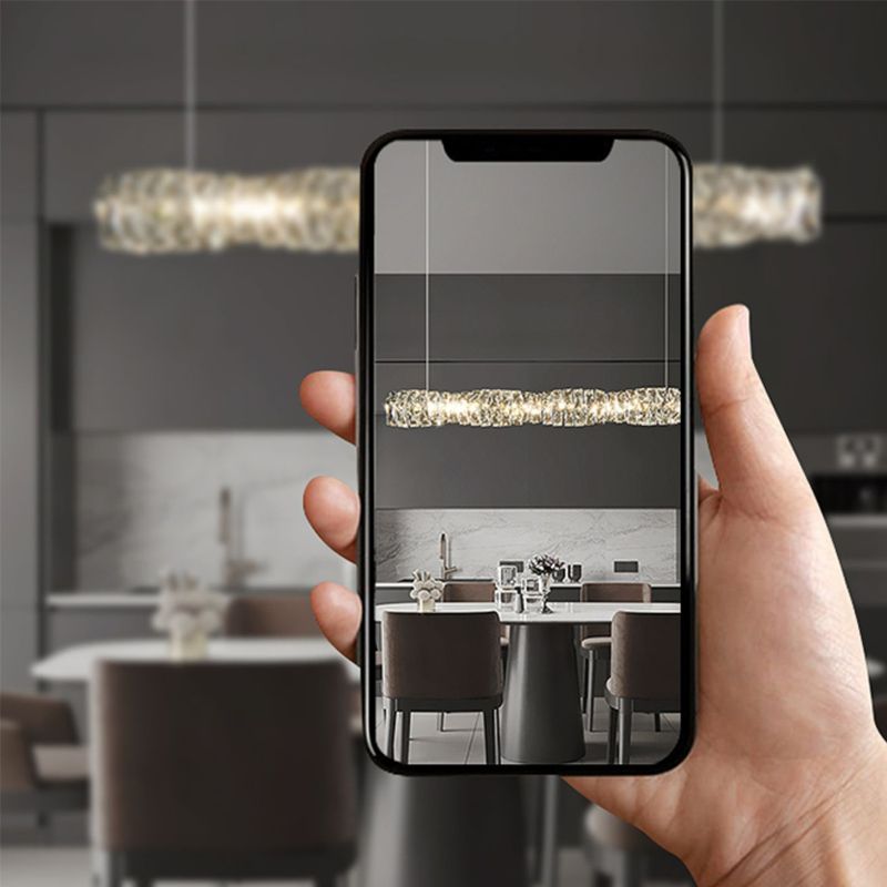 Crystal Island Light Modern LED Island Hanging Light for Dining Room