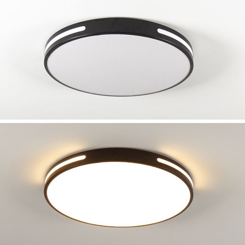 360° Surround Lighting Round LED Ceiling Light Modern Minimalism Metal Openwork Borders Flush Mount Lamp for Study Room