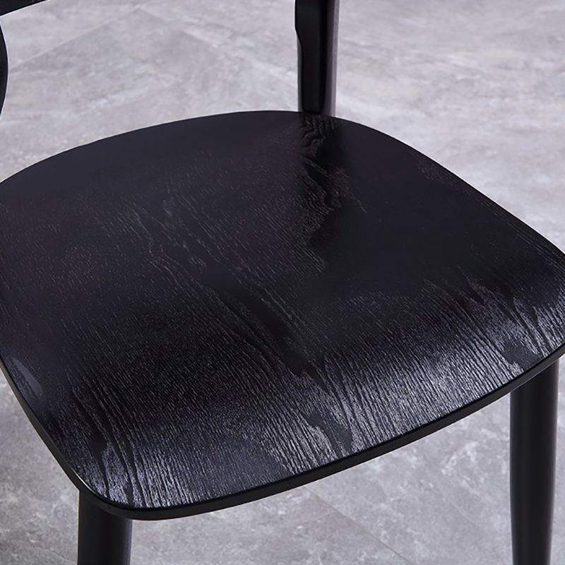 Silla de comedor de madera industrial con respaldo abierto, silla lateral para uso en restaurantes