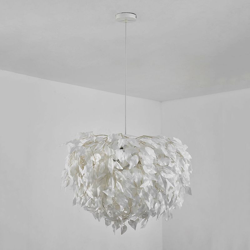 Sphere Feather Chandelier Pendant Light Contemporary Bedroom Suspended Lighting Fixture