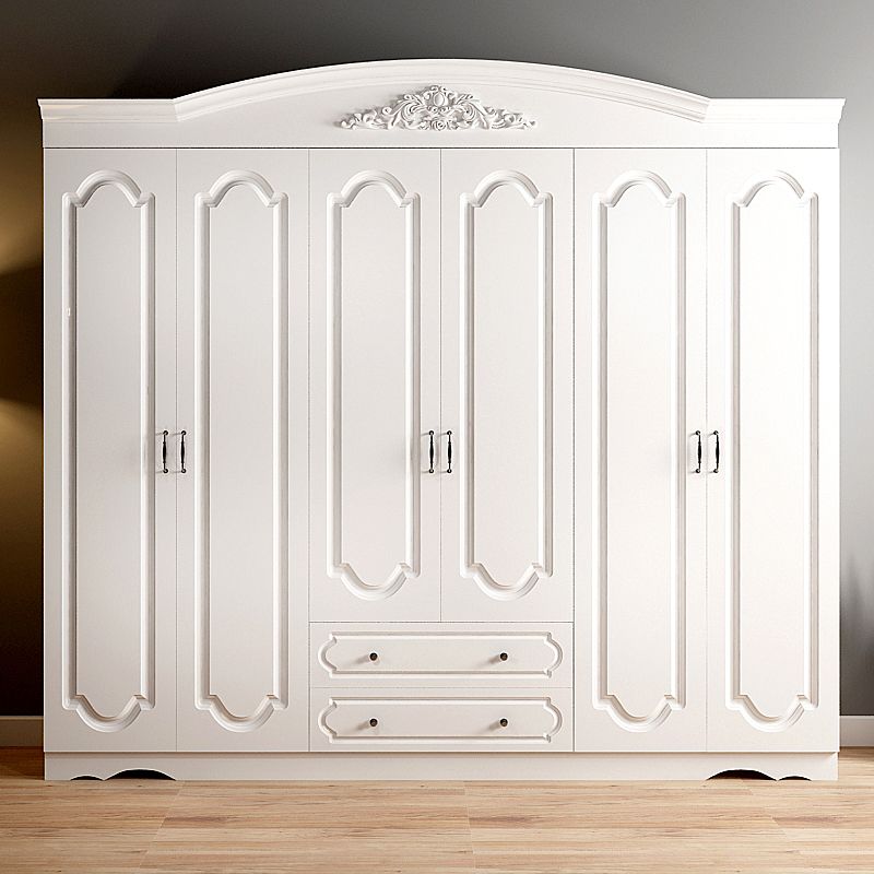 Engineered Wood Cabinet with 2 Drawers French Country White Wardrobe for Home