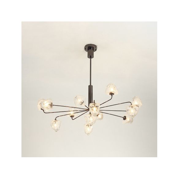 Eigentijdse vertakking kroonluchter lamp glas 5/7 lichten woonkamer hangend hanglamp in zwart/nikkel