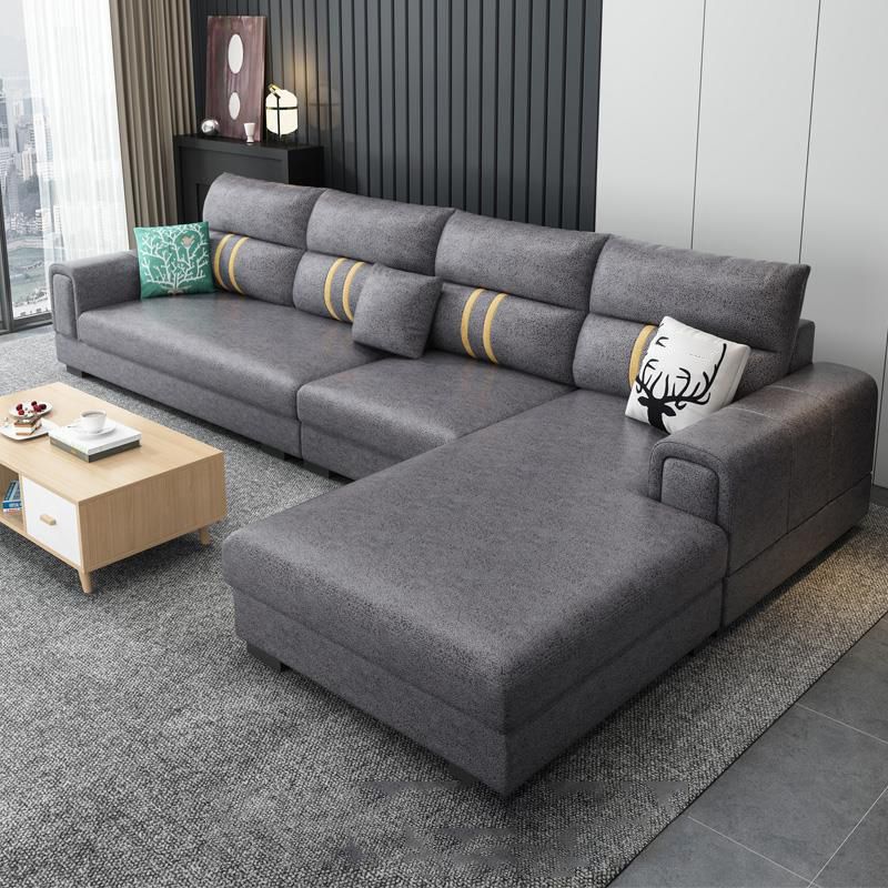 Scandinavian 4-seater Sectional with Square Arm for Living Room
