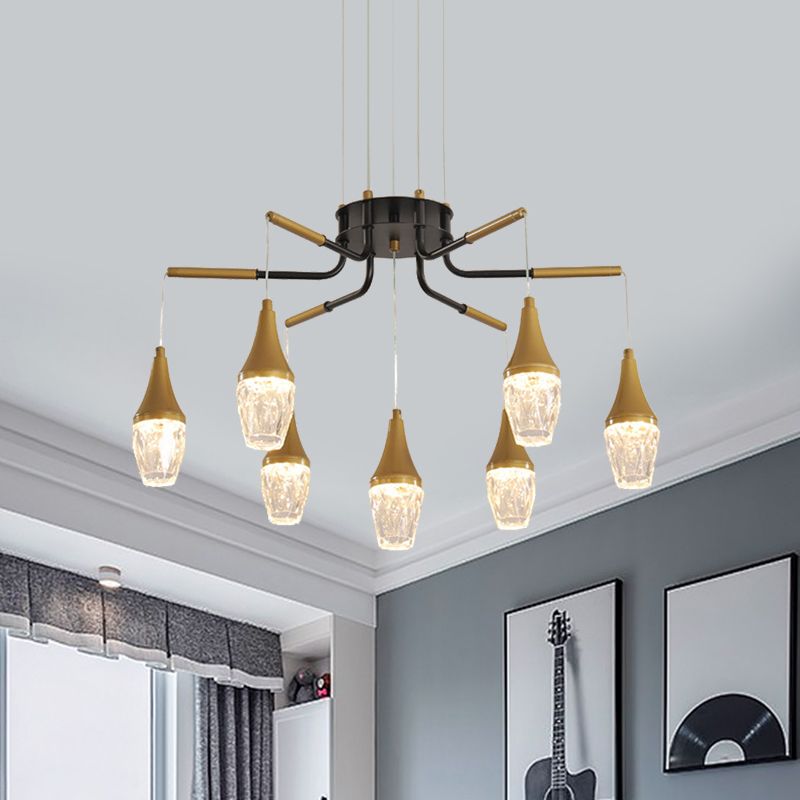 7/13/16-Kopf-LED Kronleuchter postmoderner Burst-Design Kristall Regentropfendecke in Gold