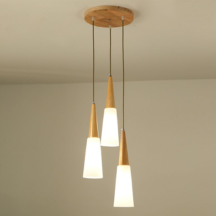 Weißes Glas und Holz anheizt leichte moderne einfache Decke Anhänger Licht für Esszimmer