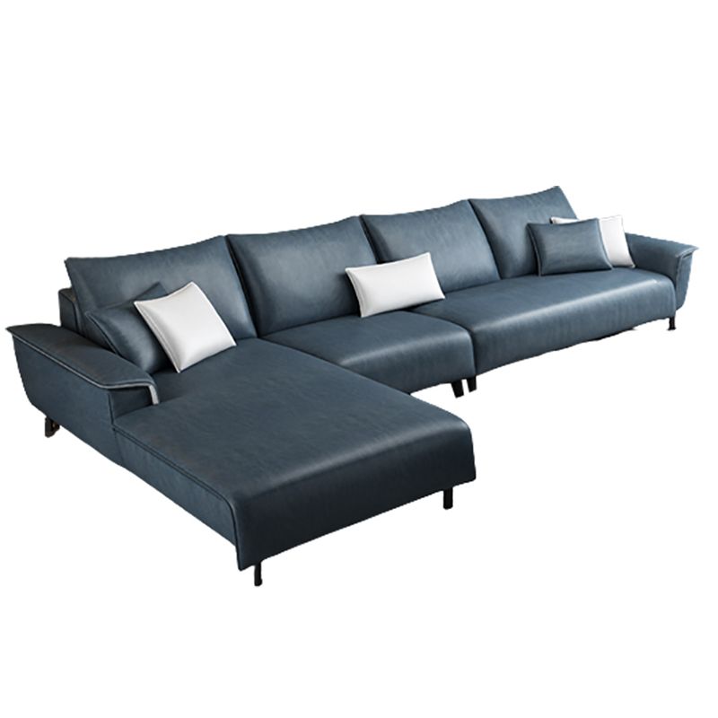 Modern 4 Pillows Back Sectional with Pillow Top Arms for Living Room