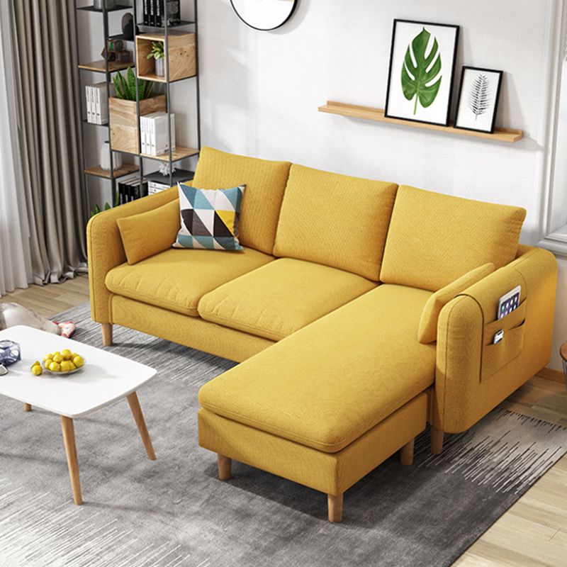 Nordic with Storage Fabric Living Room Square Arm Pillows Seating