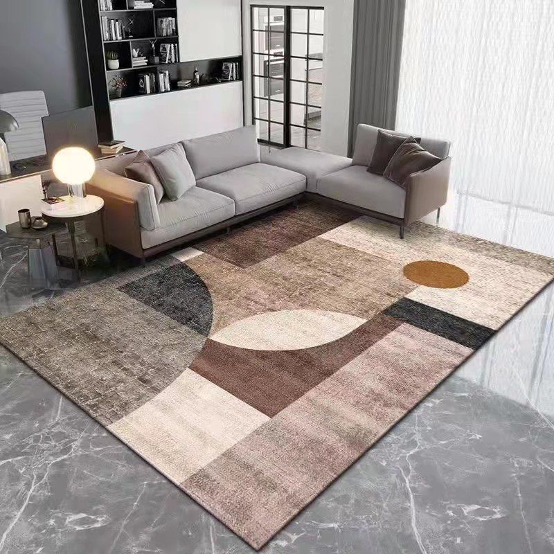 Brown Simple Rug Polyester Color Block Rug Washable Area Rug for Living Room